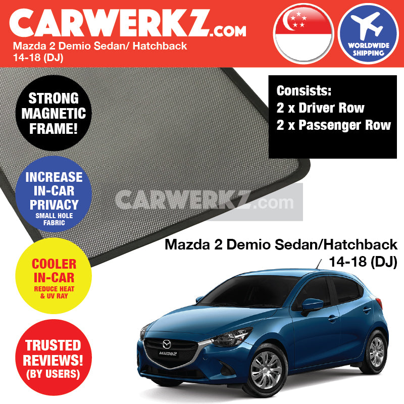Mazda 2 Demio Sedan Hatchback 2014-2020 4th Generation (DJ) Japan Automotive Customised Car Window Magnetic Sunshades - CarWerkz
