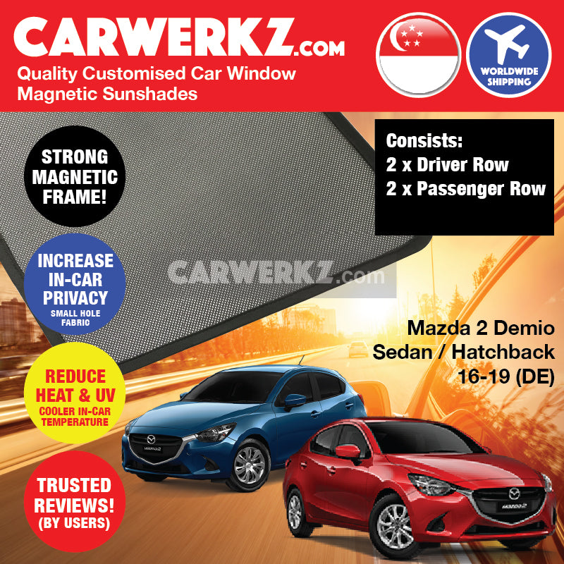 Mazda 2 Demio Sedan Hatchback 2014-2020 4th Generation (DJ) Japan Automotive Customised Car Window Magnetic Sunshades - CarWerkz