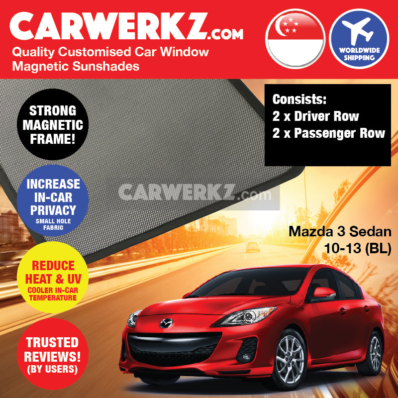 Mazda 3 Axela 2009-2013 2nd Generation (BL) Japan Sedan Customised Car Window Magnetic Sunshades - CarWerkz