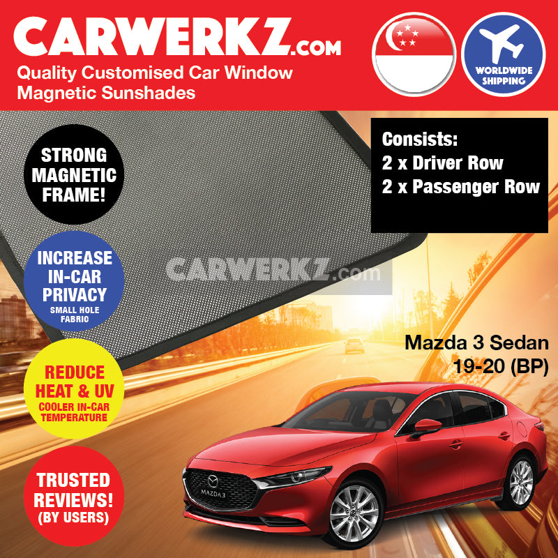 Mazda 3 Axela Sedan 2019-2020 4th Generation (BP) Japan Sedan Customised Car Window Magnetic Sunshades - CarWerkz