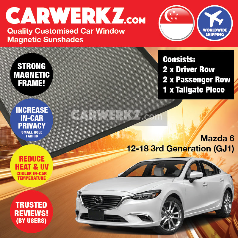 Mazda 6 Sedan 2012-2019 3rd Generation (GJ1) Japan Sedan Customised Car Window Magnetic Sunshades - CarWerkz