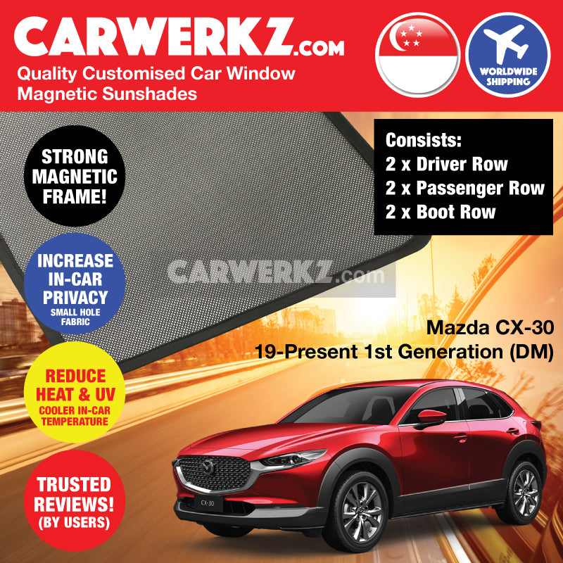 Mazda CX-30 2019 2020 2021 1st Generation (DM) Japan Subcompact Crossover SUV Customised Car Window Magnetic Sunshades - Carwerkz official store singapore sg australia japan jp