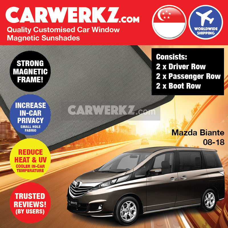 Mazda Biante 2008-2018 Japan Minivan Customised Car Window Magnetic Sunshades - CarWerkz