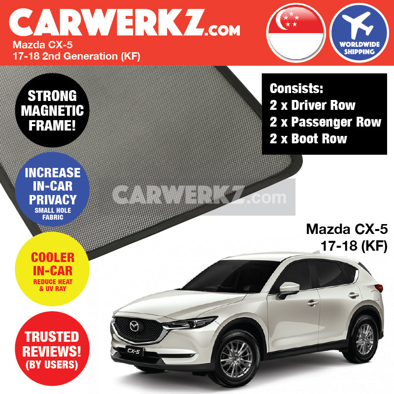 Mazda CX-5 2017-2020 2nd Generation (KF) Japan Compact Crossover SUV Customised Car Window Magnetic Sunshades - CarWerkz