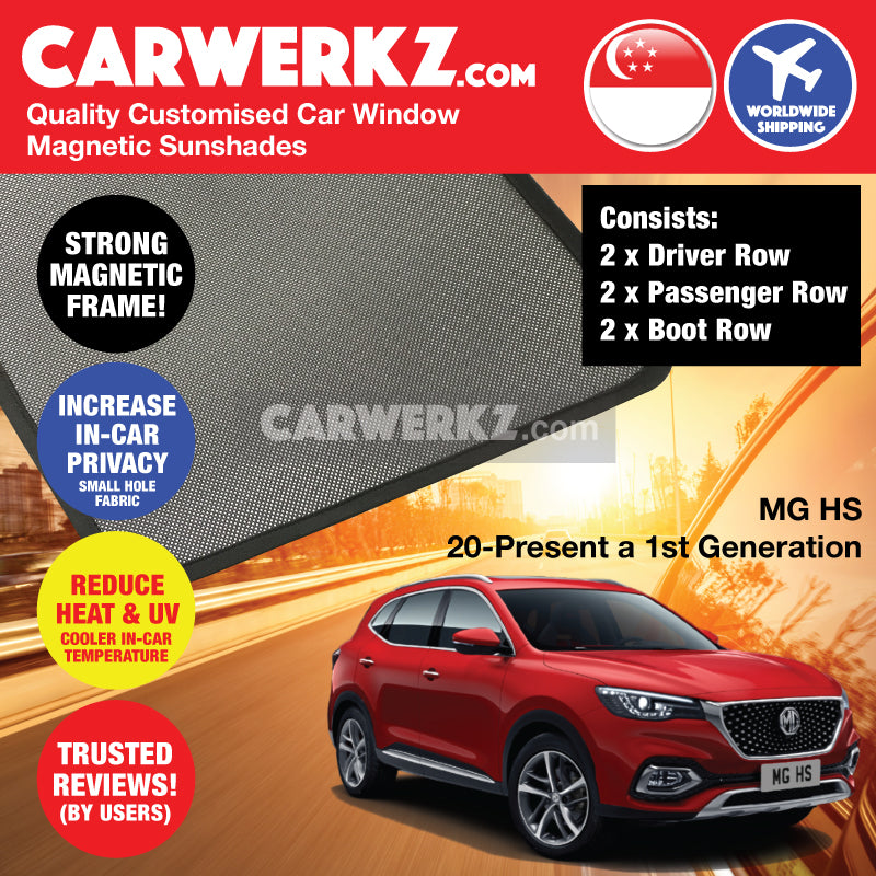 MG HS 2019 2020 2021 1st Generation China Compact Crossover SUV Customised Car Window Magnetic Sunshades - carwerkz singapore sg malaysia indonesia