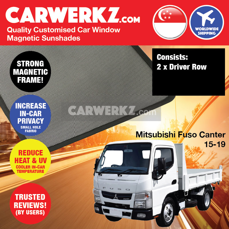 Mitsubishi Fuso Canter 2015-2019 Japan Light Duty Truck Customised Lorry Windows Magnetic Sunshades Driver 2 Pieces - CarWerkz