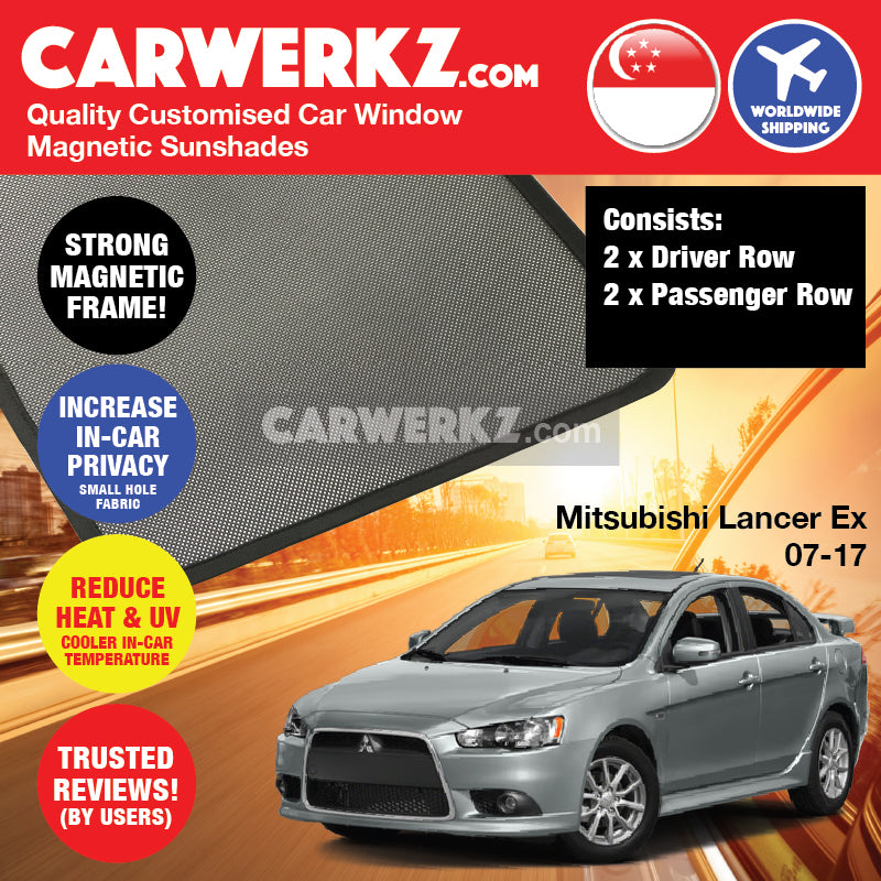 Mitsubishi Lancer Ex 2007-2017 9th Generation Japan Sedan Customised Car Window Magnetic Sunshades - CarWerkz
