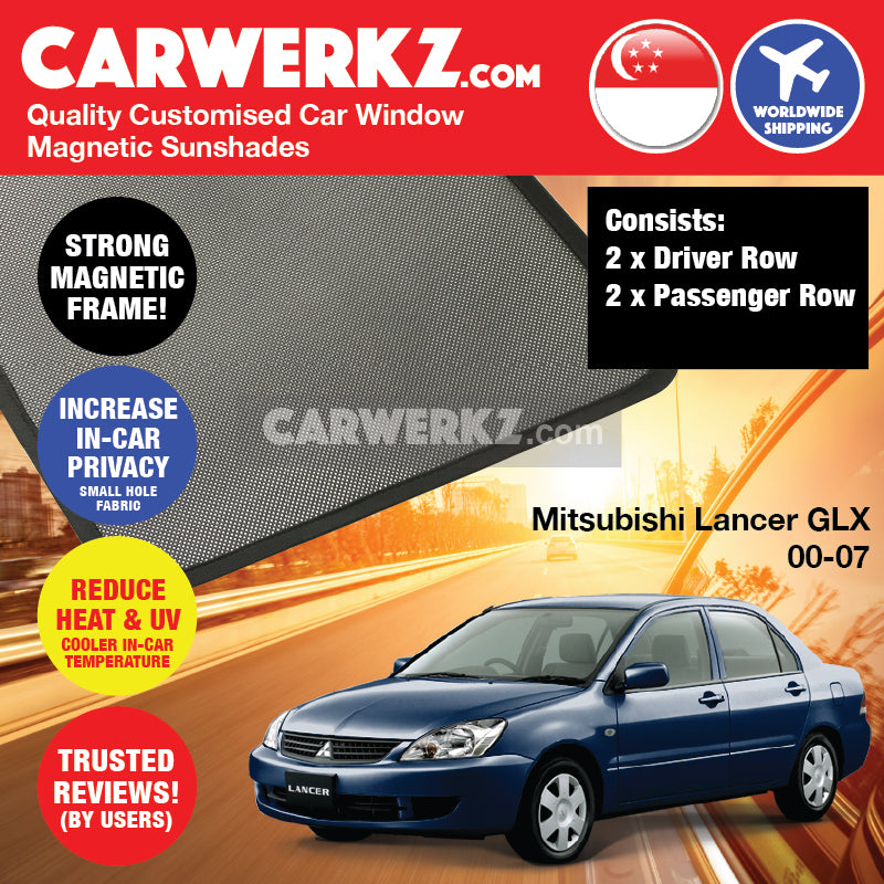 Mitsubishi Lancer GLX 2000-2010 8th Generation Japan Sedan Customised Car Window Magnetic Sunshades - CarWerkz