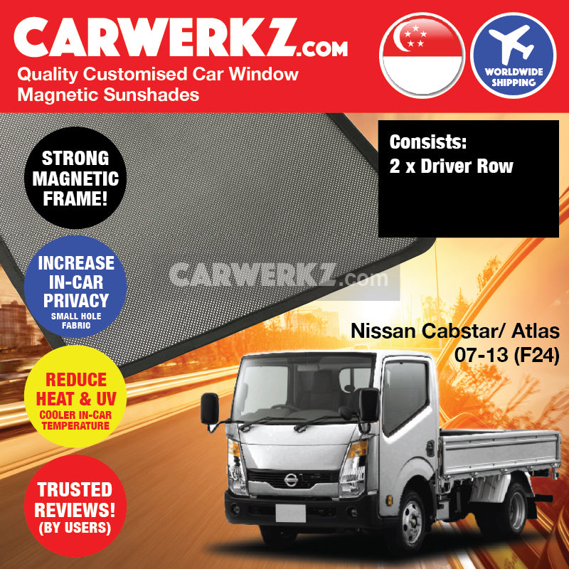 Nissan Cabstar Atlas 2007-2013 (F24) Japan Truck Customised Lorry Truck Window Magnetic Sunshades - CarWerkz.com