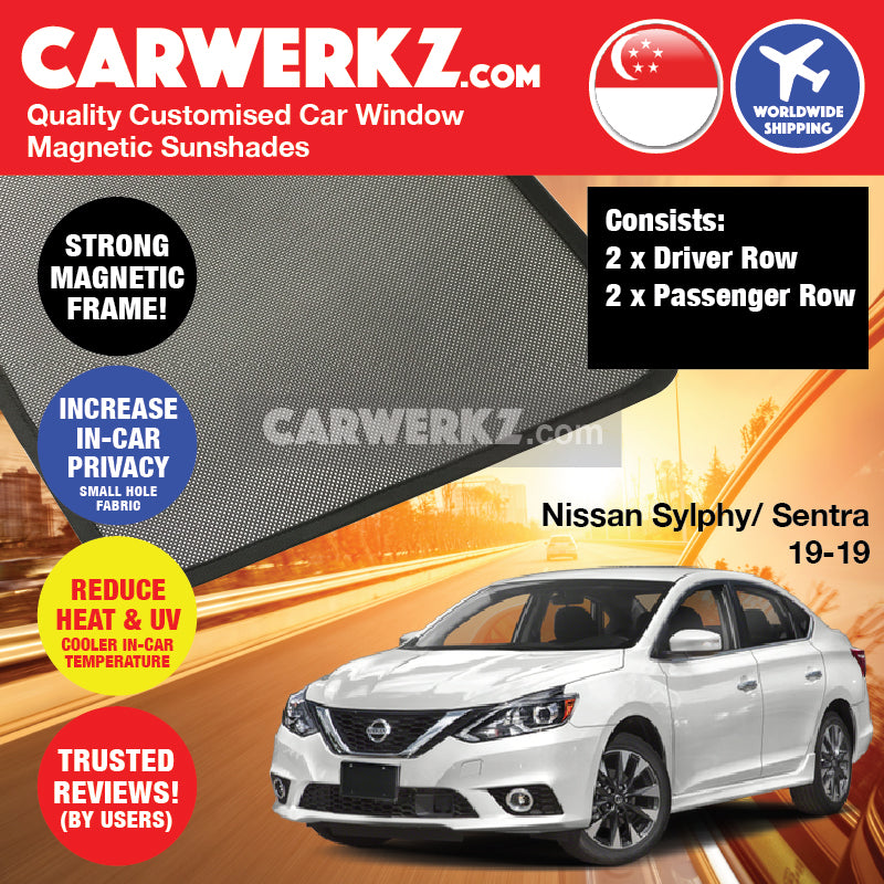 Nissan Sylphy Sentra 2019-2020 4th Generation (B18) Japan Sedan Customised Car Window Magnetic Sunshades - CarWerkz