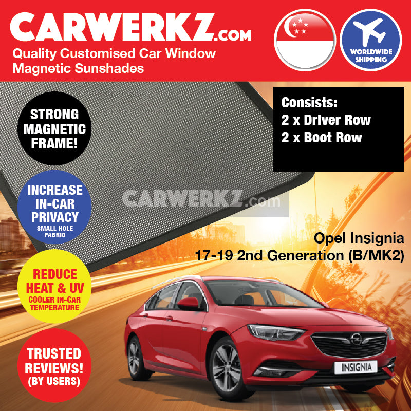 Opel Insignia Sedan 2017-2020 2nd Generation (B MKII) Germany Automotive Customised Car Window Magnetic Sunshades - CarWerkz