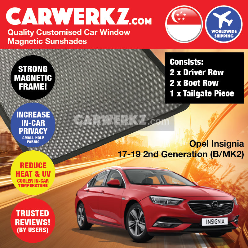 Opel Insignia Sedan 2017-2020 2nd Generation (B MKII) Germany Automotive Customised Car Window Magnetic Sunshades - CarWerkz