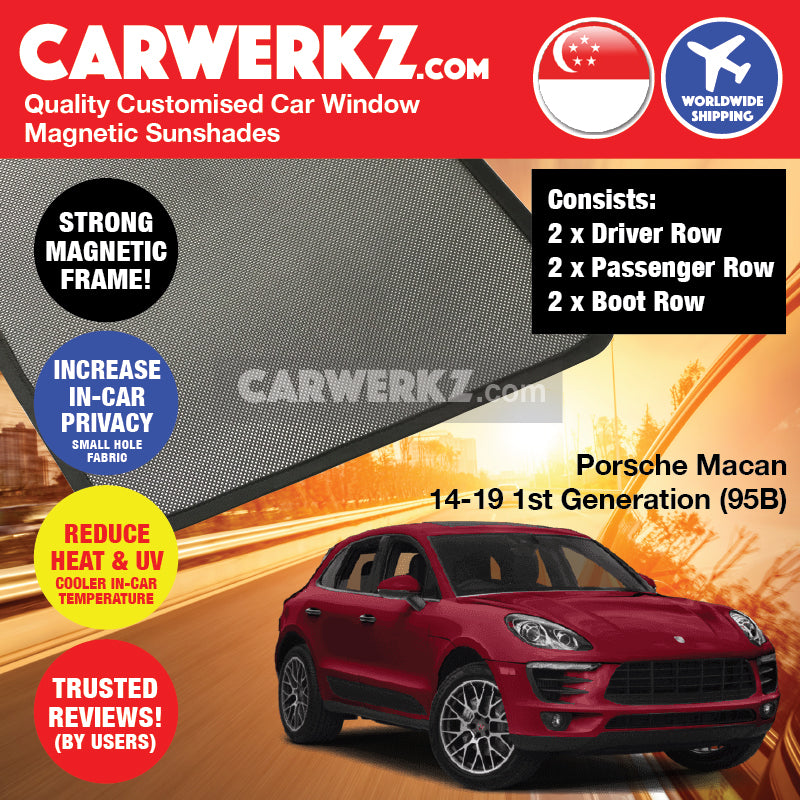 Porsche Macan 2014-2020 1st Generation (95B) Germany Luxury Crossover Customised Car Window Magnetic Sunshades - CarWerkz