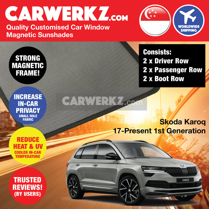 Skoda Karoq 2017 2018 2019 2020 2021 1st Generation Czech Republic Mid Size Crossover Customised SUV Window Magnetic Sunshades 6 Pieces -  carwerkz com