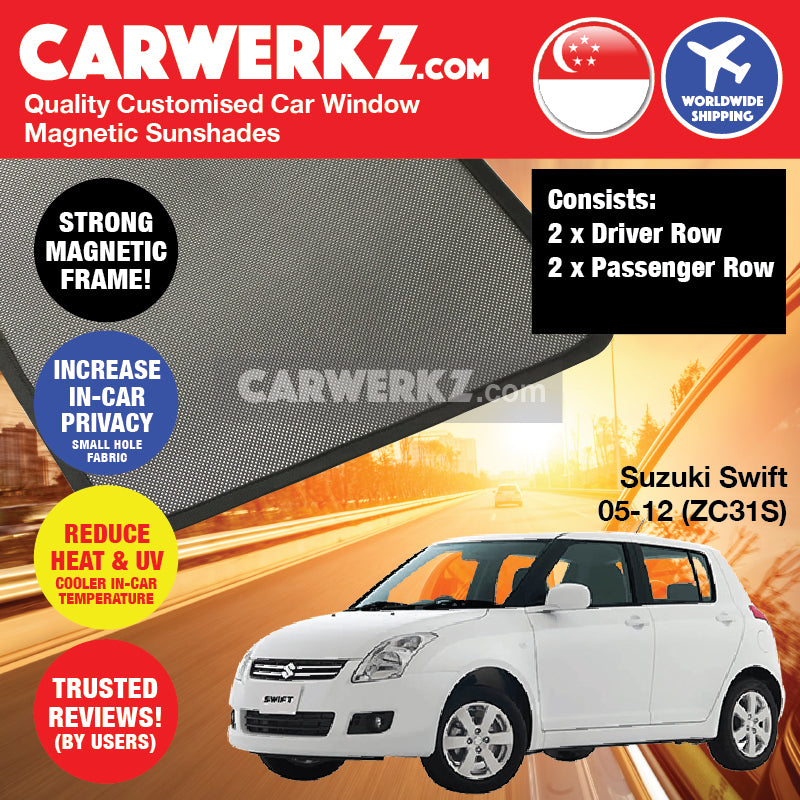 Suzuki Swift 2005-2012 2nd Generation (ZC31S) Japan Automotive Customised Car Window Magnetic Sunshades - CarWerkz