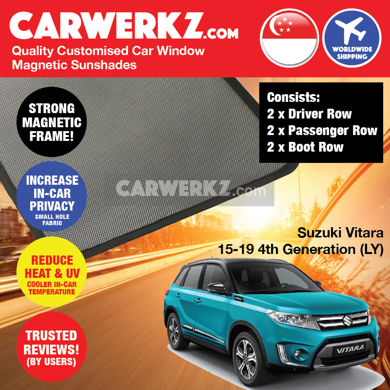 Suzuki Vitara 2015-2020 4th Generation (LY) Japan Compact SUV Customised Car Window Magnetic Sunshades - CarWerkz