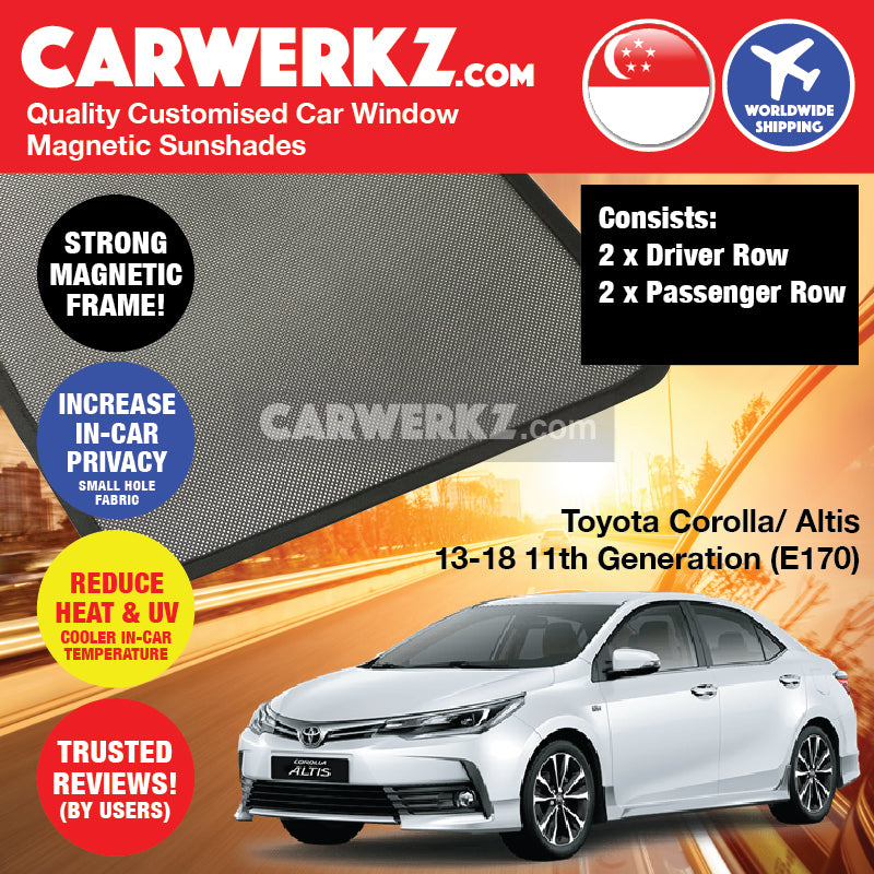 Toyota Corolla Altis 2013-2018 11th Generation (E170) Japan Sedan Customised Car Window Magnetic Sunshades - CarWerkz