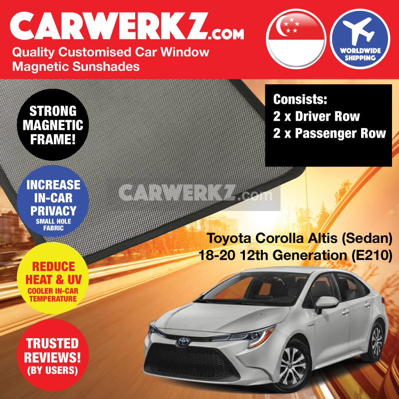 Toyota Corolla Altis 2018-2020 12th Generation (E210) Japan Sedan Customised Car Window Magnetic Sunshades - CarWerkz