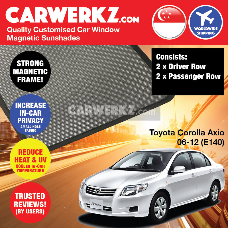 Toyota Corolla Axio 2006-2012 10th Generation (E140 E150) Japan Sedan Customised Car Window Magnetic Sunshades - CarWerkz