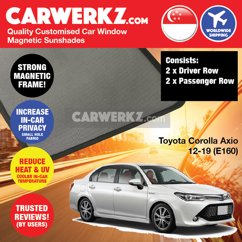 Toyota Corolla Axio 2012-2020 11th Generation (E160) Customised Japanese Sedan Car Window Magnetic Sunshades - CarWerkz