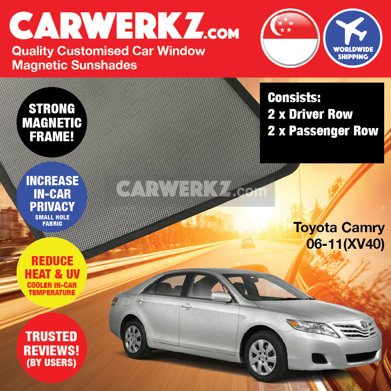 Toyota Camry 2006-2012 10th Generation (XV40) Japan Executive Sedan Customised Car Window Magnetic Sunshades - CarWerkz