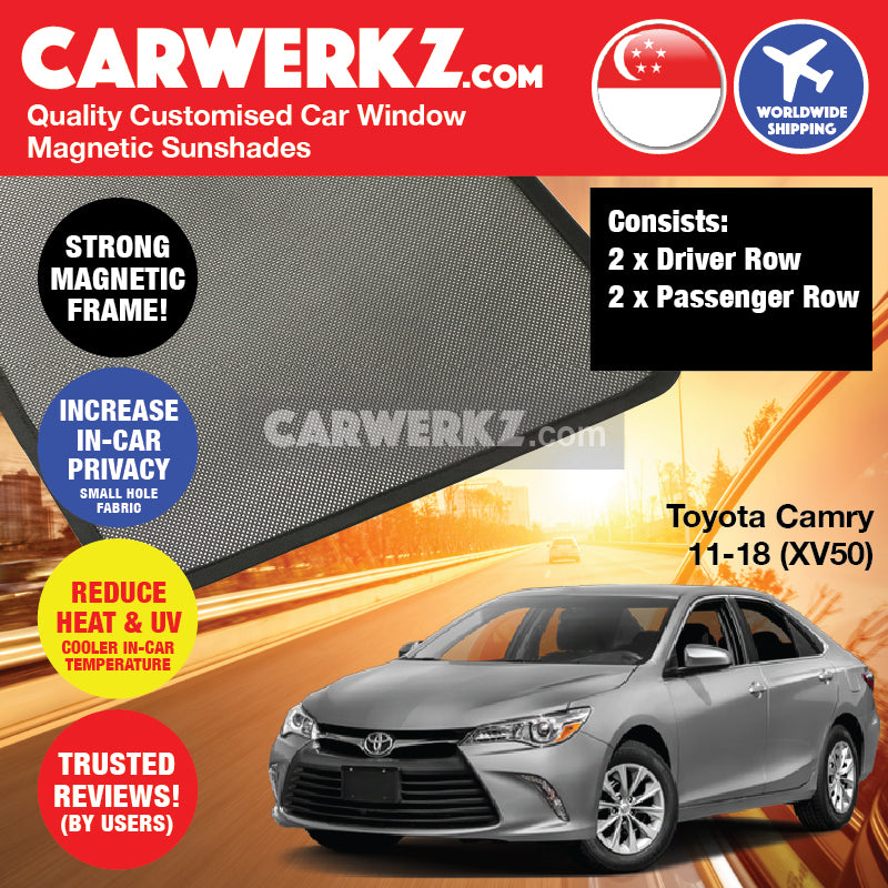 Toyota Camry 2011-2017 11th Generation (XV50) Japanese Executive Sedan Customised Car Window Magnetic Sunshades - CarWerkz