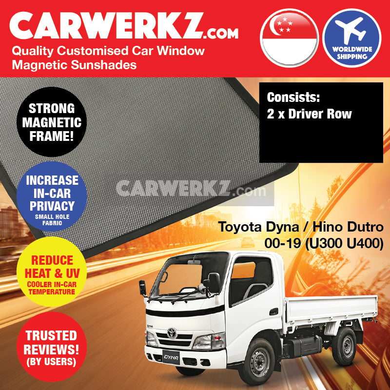 Toyota Dyna 2000-2020 (U300 U400 Series) Customised Medium Duty Lorry Truck Window Magnetic Sunshades - CarWerkz
