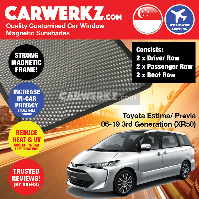 Toyota Estima Previa Aeras 2006-2020 3rd Generation (XR50) Japan MPV Customised Car Window Magnetic Sunshades - CarWerkz