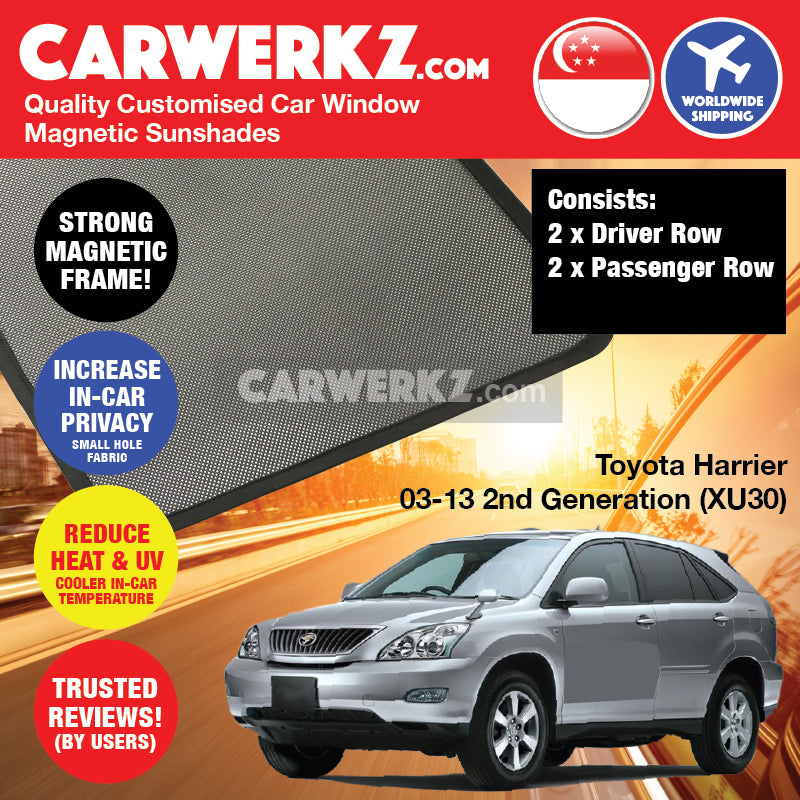 Toyota Harrier 2003-2013 2nd Generation (XU30) Japan SUV Customised Car Window Magnetic Sunshades - CarWerkz