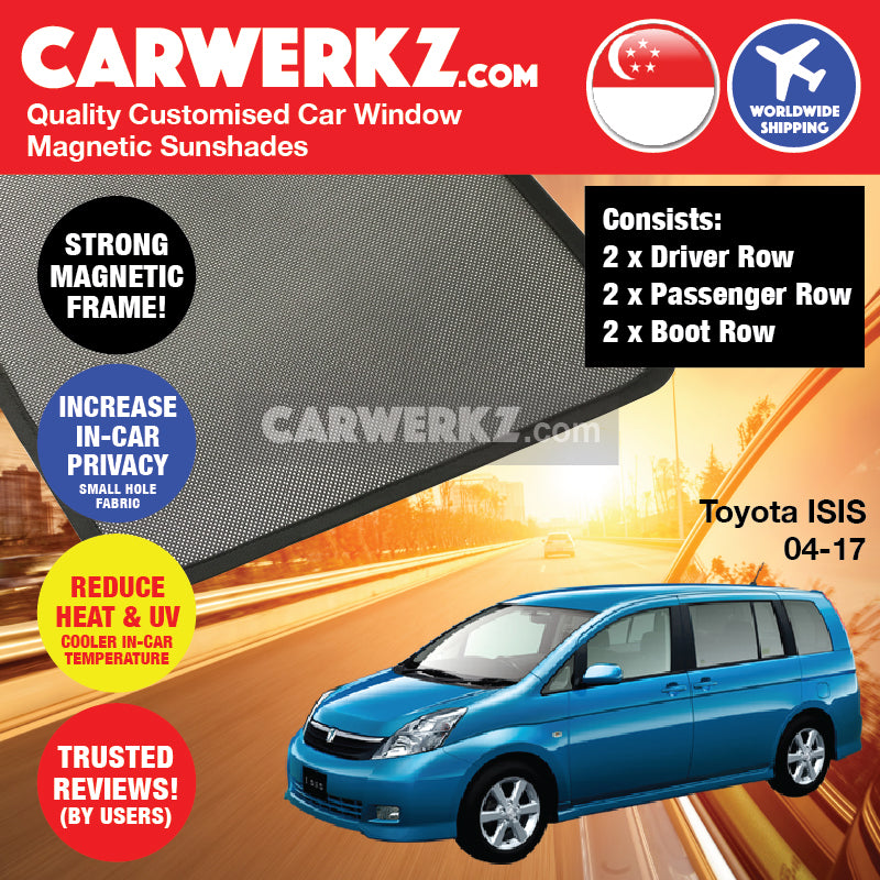Toyota ISIS 2004-2017 (AM10) Customised Japanese Wagon MPV Car Window Magnetic Sunshades - CarWerkz