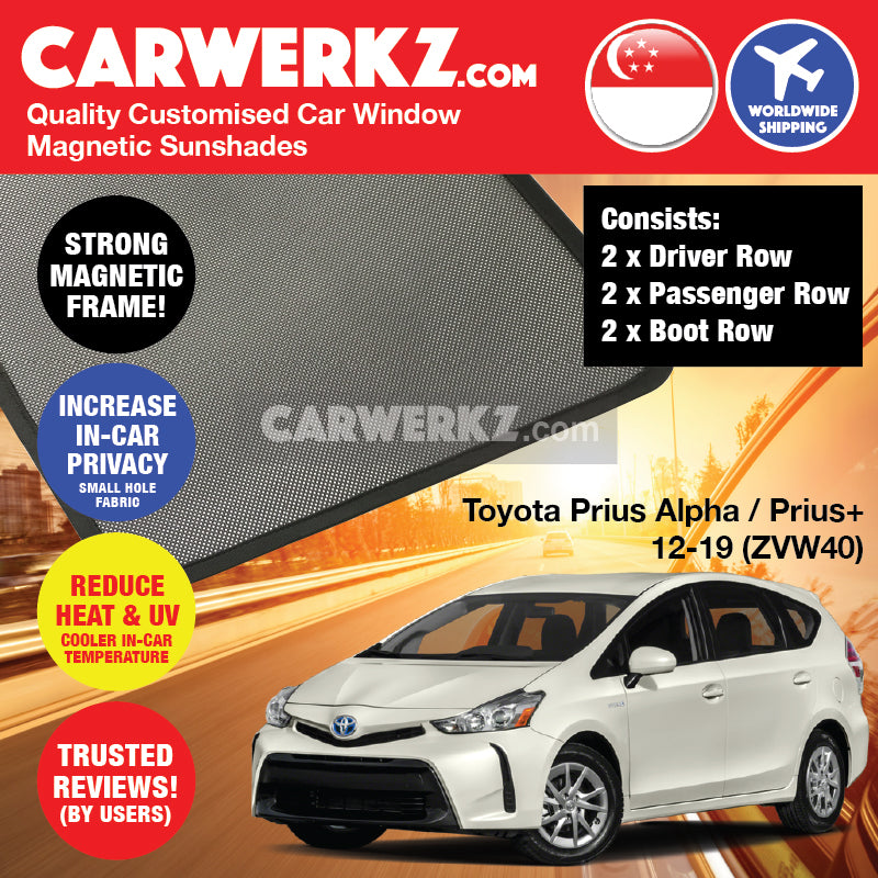 Toyota Prius Alpha Prius V Prius+ 2012-2020 (ZVW40) Japan MPV Customised Car Window Magnetic Sunshades - CarWerkz