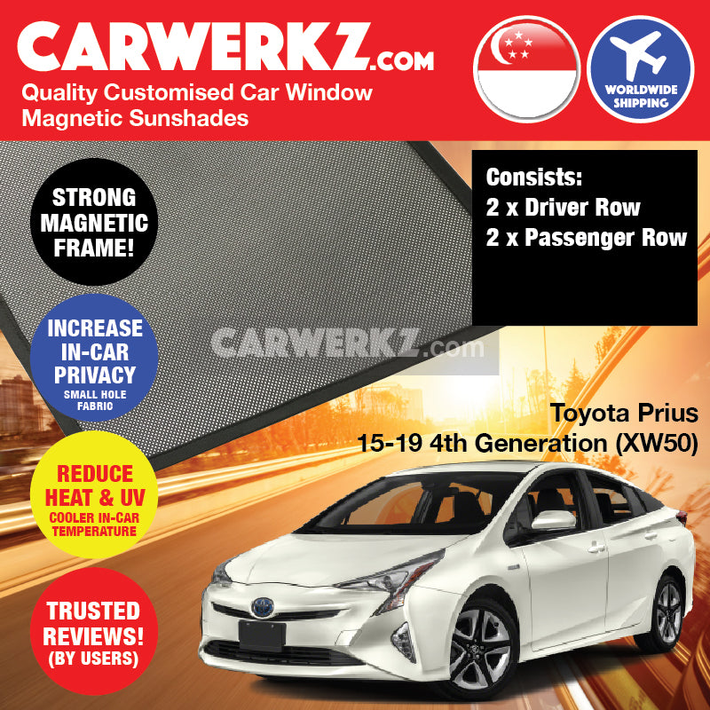 Toyota Prius Sedan 2015-2020 4th Generation (XW50) Japan Hybrid Customised Car Window Magnetic Sunshades - CarWerkz