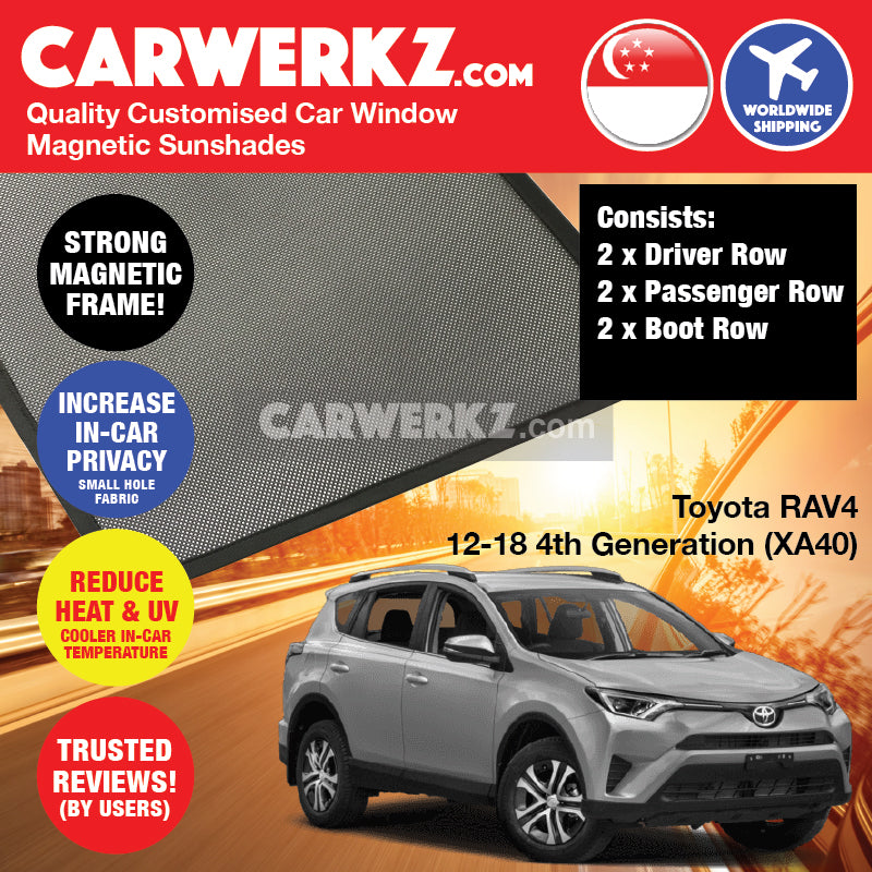 Toyota Rav4 2012-2018 4th Generation (XA40) Japan Compact Crossover SUV Customised Magnetic Sunshades - CarWerkz