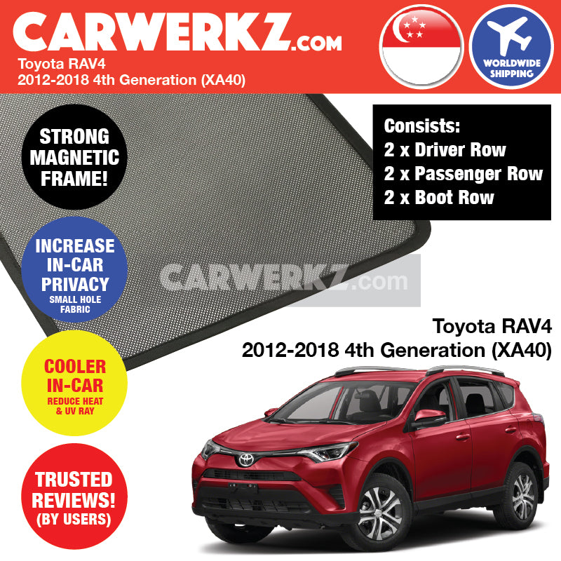 Toyota Rav4 2012-2018 4th Generation (XA40) Japan Compact Crossover SUV Customised Magnetic Sunshades - CarWerkz