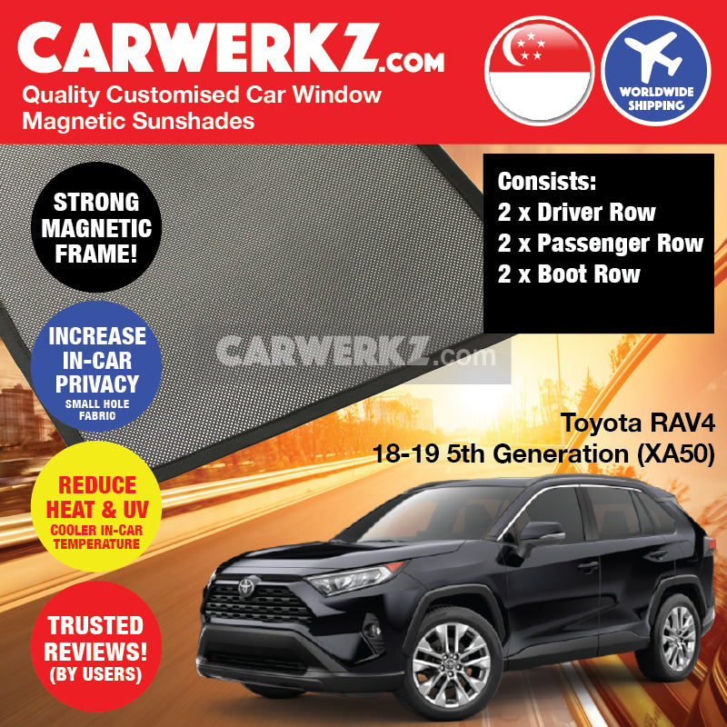 Toyota RAV4 2018-2020 5th Generation (XA50) Customised Japan SUV Window Magnetic Sunshades - CarWerkz