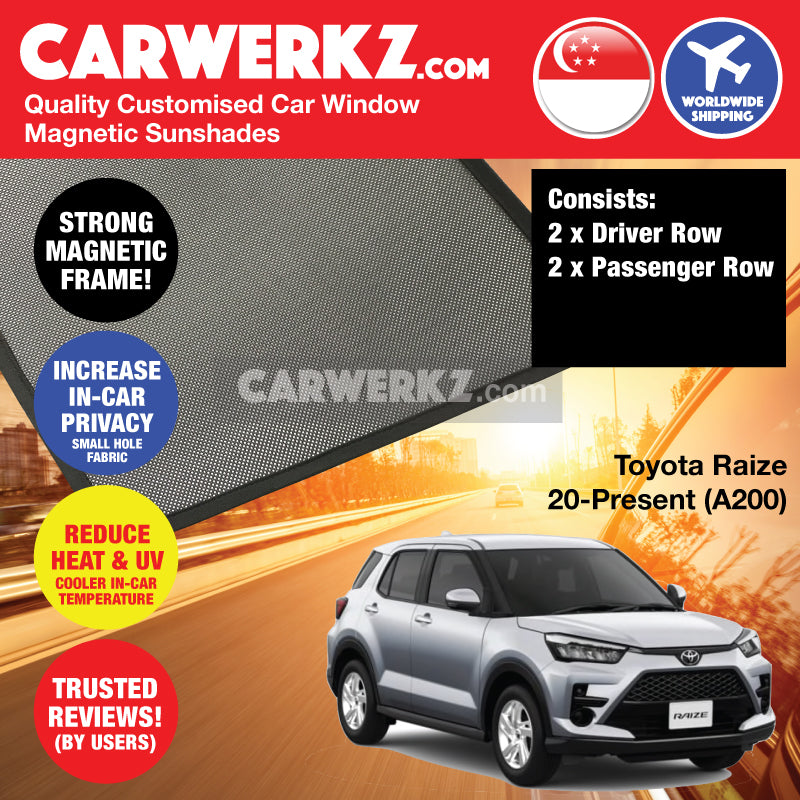 Toyota Raize 2020-Present Japan Compact SUV Customised Car Window Magnetic Sunshades - carwerkz sg jp au