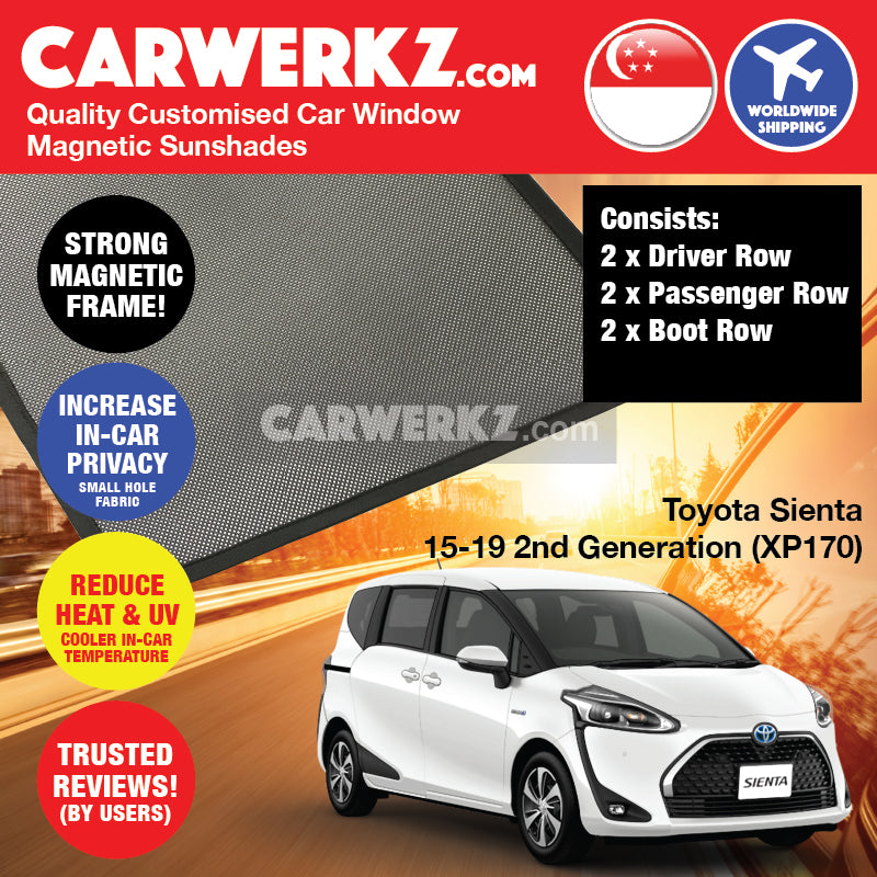 Toyota Sienta 2015-2020 2nd Generation (XP170) Japan Mini MPV Customised Car Window Magnetic Sunshades - CarWerkz