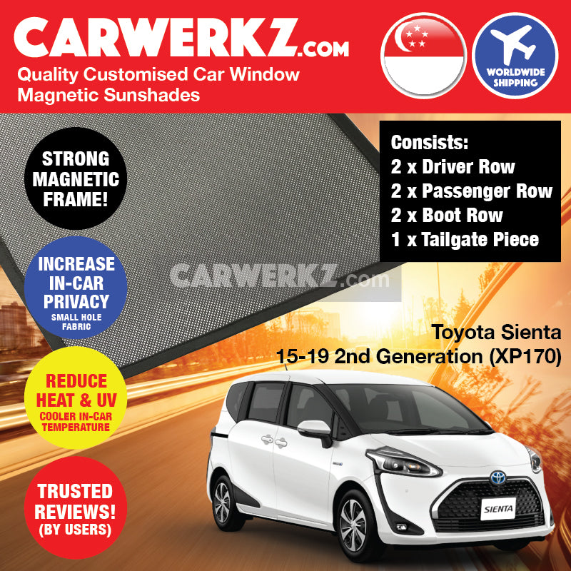 Toyota Sienta 2015-2020 2nd Generation (XP170) Japan Mini MPV Customised Car Window Magnetic Sunshades - CarWerkz