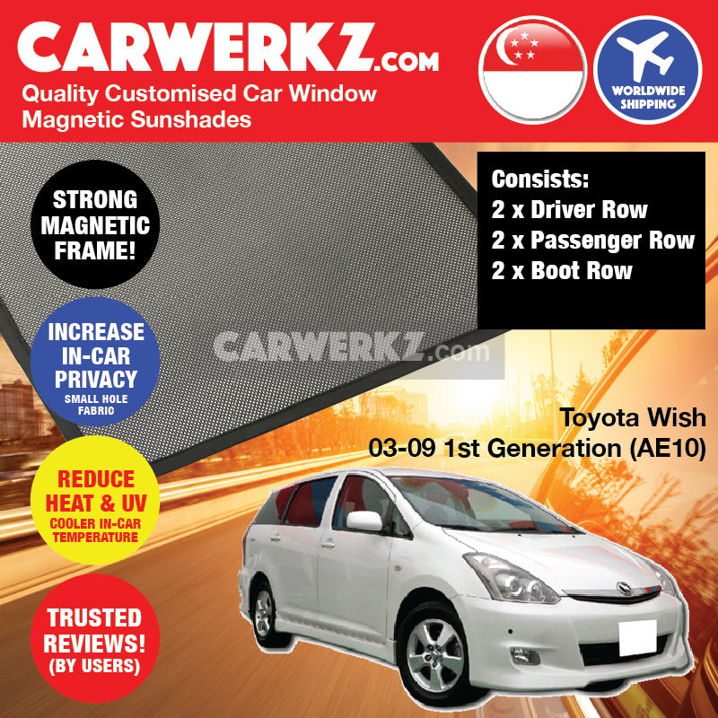 Toyota Wish 2003-2009 1st Generation (AE10) Japan Compact MPV Customised Car Window Magnetic Sunshades