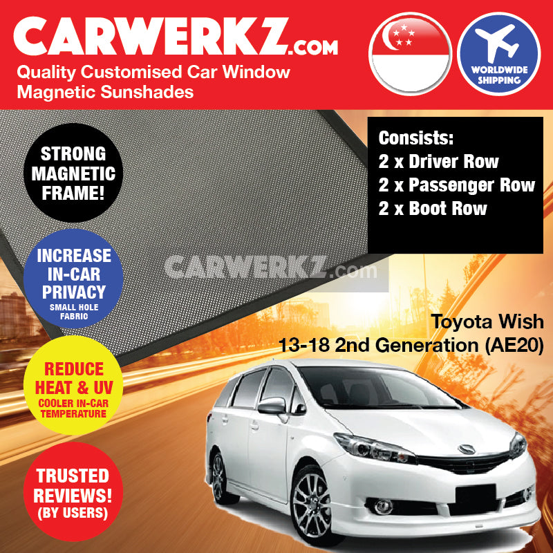 Toyota Wish 2009-2018 2nd Generation (AE20) Japan MPV Customised Car Window Magnetic Sunshades - CarWerkz