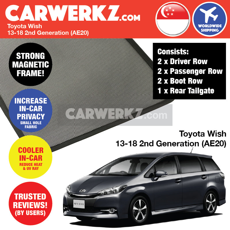 Toyota Wish 2009-2018 2nd Generation (AE20) Japan MPV Customised Car Window Magnetic Sunshades - CarWerkz