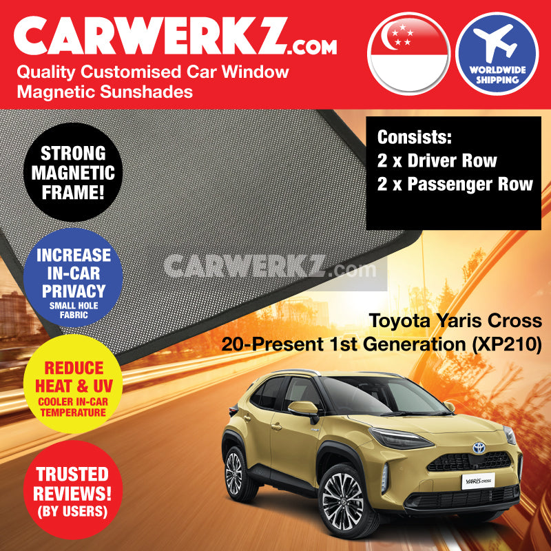 Toyota Yaris Cross 2020 2021 - Present 1st Generation (XP210) Japan SUV Customised Car Window Magnetic Sunshades - carwerkz sg singapore