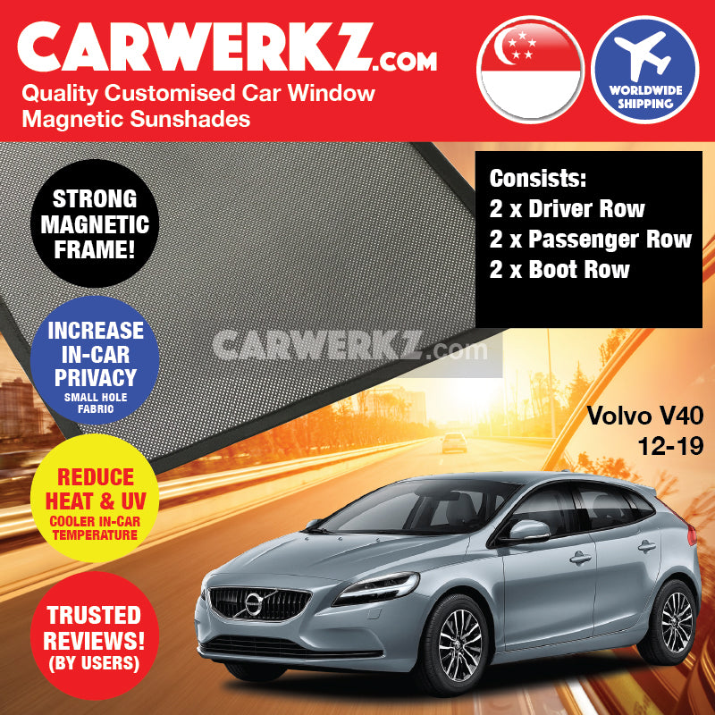 Volvo V40 2012-2019 1st Generation Sweden Hatchback Customised Car Window Magnetic Sunshades 4 Pieces - CarWerkz