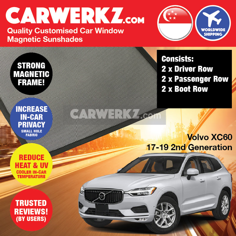 Volvo XC60 2017-2020 1st Generation Sweden Luxury Crossover Customised Car Window Magnetic Sunshades - CarWerkz