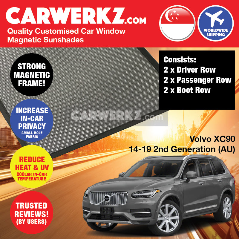 Volvo XC90 2014-2020 2nd Generation (AU) Sweden Large Crossover SUV Customised Car Window Magnetic Sunshades - CarWerkz