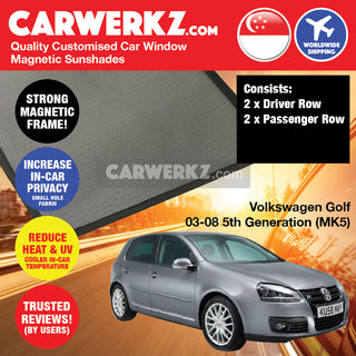 Volkswagen Golf 2003-2008 5th Generation (MK5) Germany Hatchback Customised Window Magnetic Sunshades