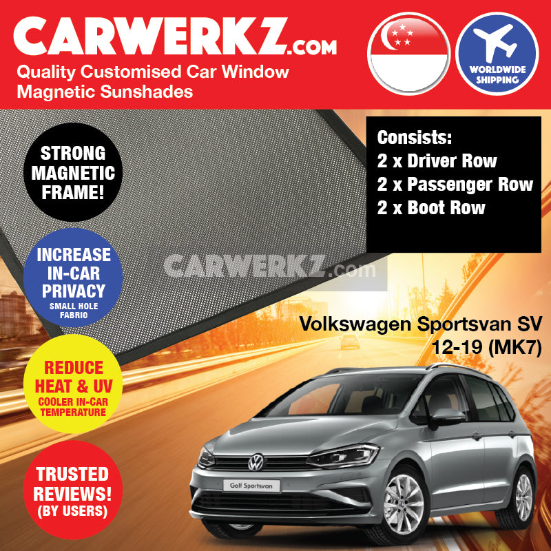 Volkswagen Sportsvan SV 2012-2020 (MK7) Germany Hatchback Customised Car Window Magnetic Sunshades - CarWerkz