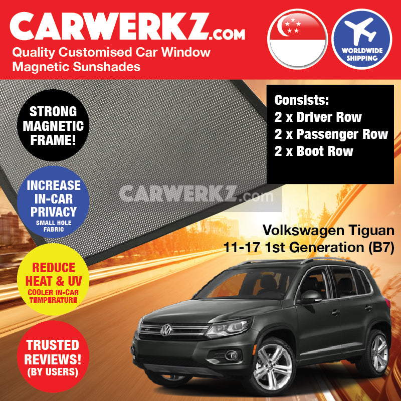 Volkswagen Tiguan 2011-2017 1st Generation Facelift German Compact Crossover Customised CUV Window Magnetic Sunshades - CarWerkz