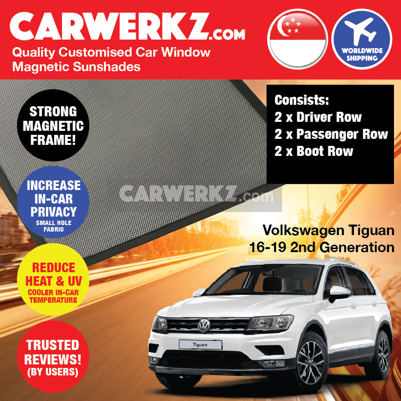 Volkswagen Tiguan 2016-2020 2nd Generation Germany Crossover Customised Car Window Magnetic Sunshades - CarWerkz