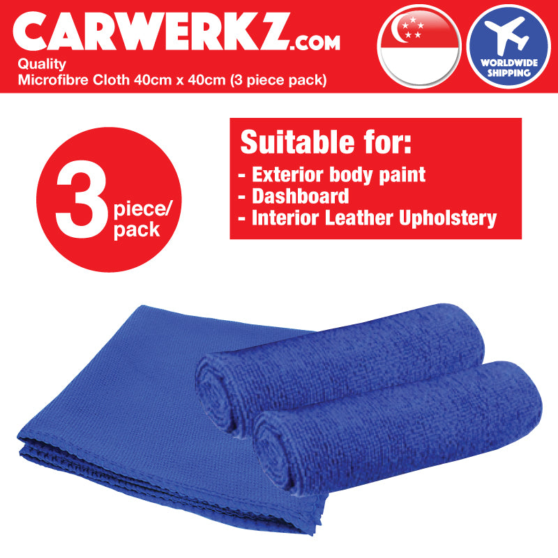 CARWERKZ Quality Microfibre Cloth 40cm x 40cm (3 piece pack)